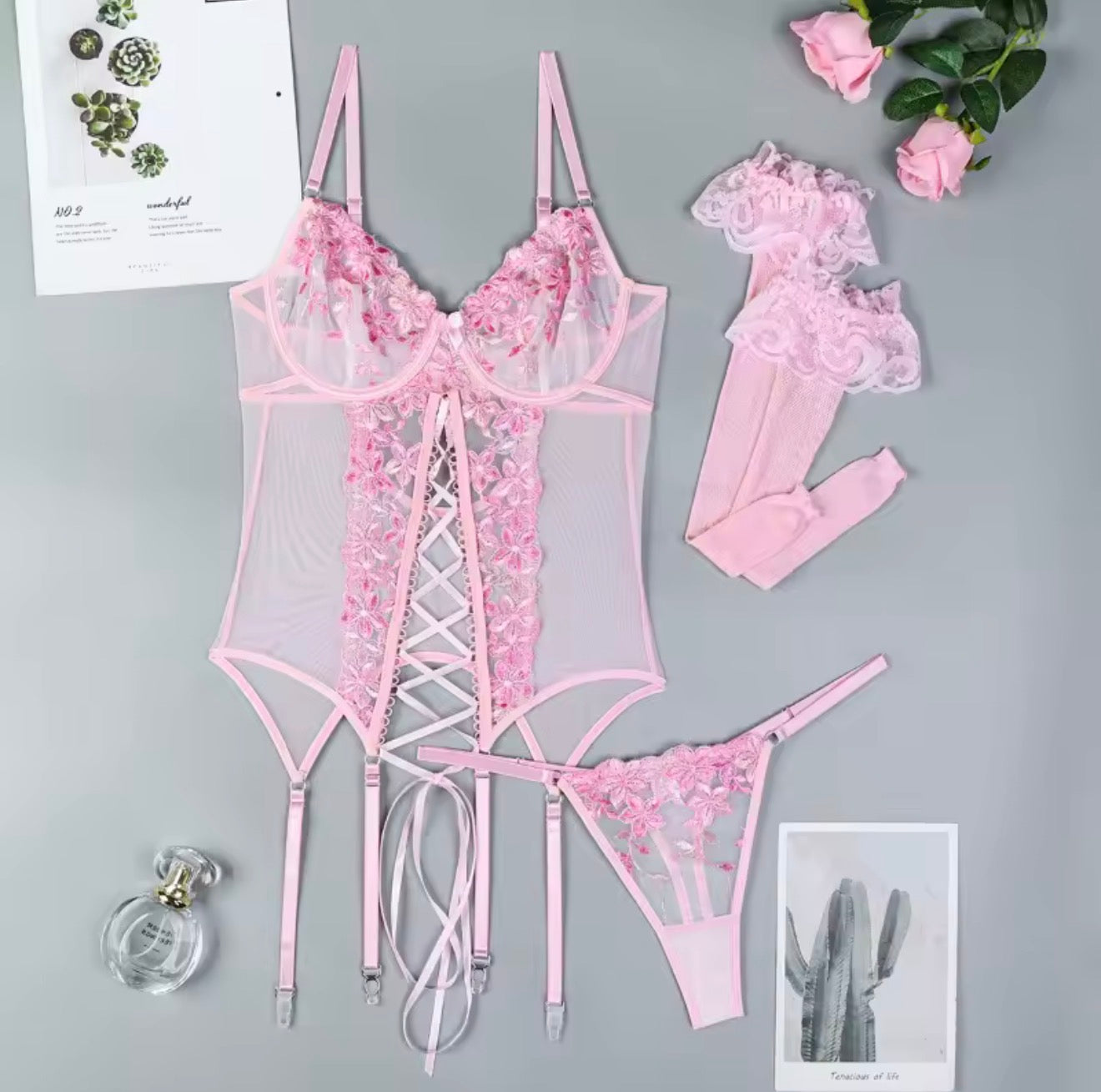 Velvet Petal Corset Set