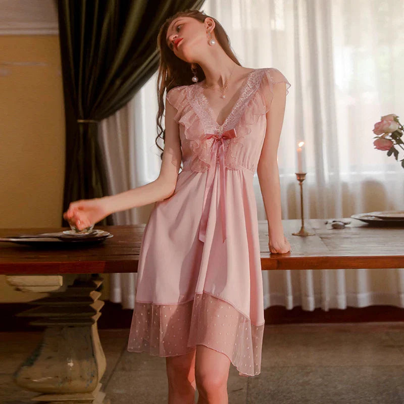 European Charm Lace V-Neck Dress