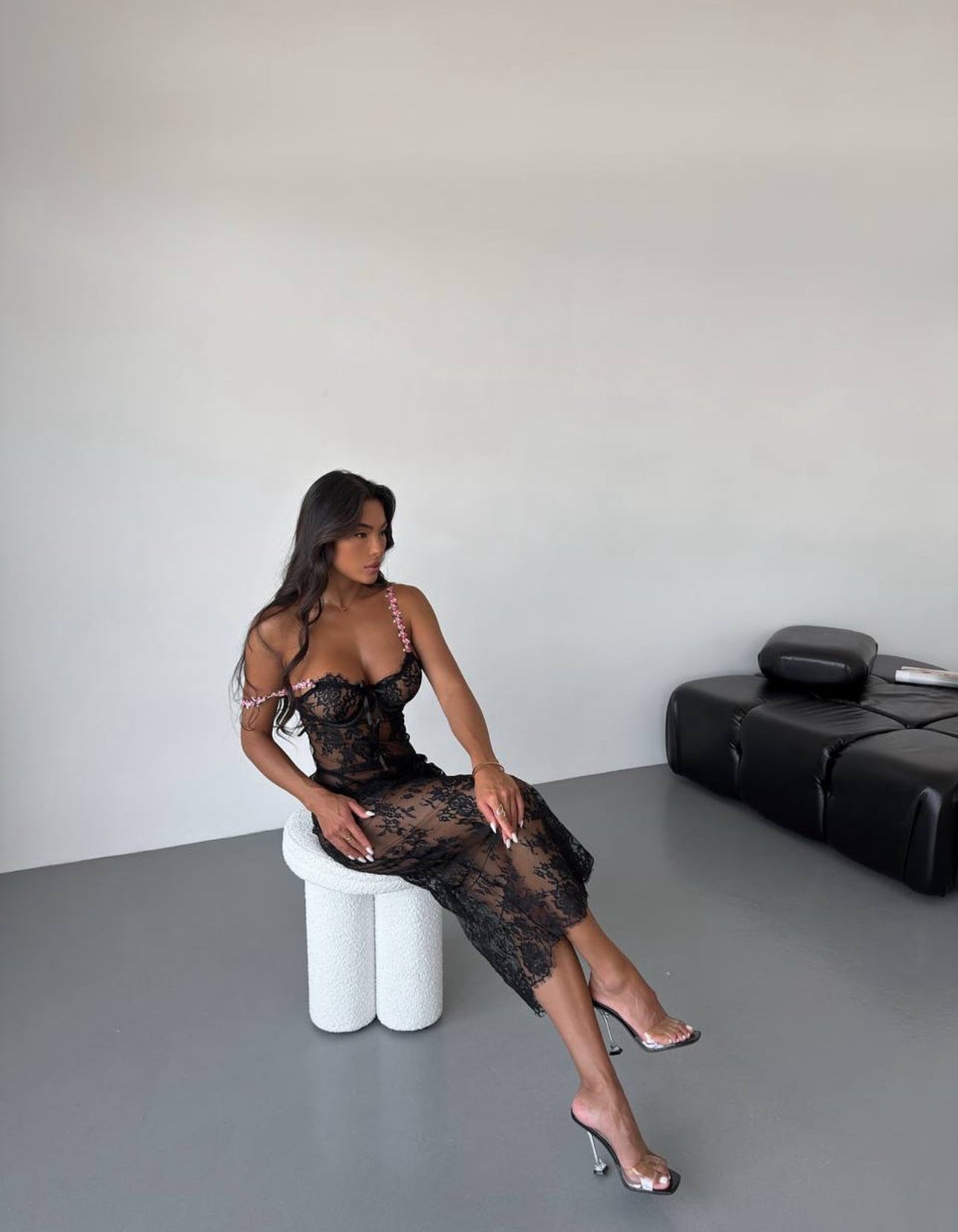 Midnight Petals Sheer Nightdress