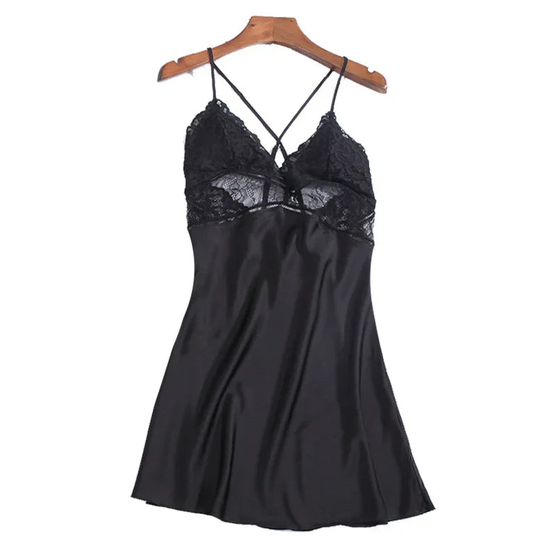Camicia da notte estiva in raso LacyMate™ 
